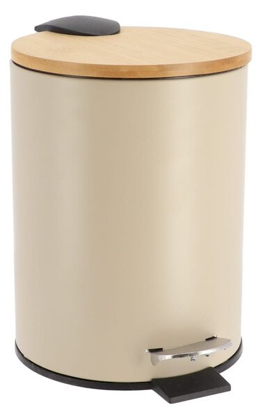 Odpadkový koš Timeless, světle béžová/s dřevěnými prvky, 2,5L