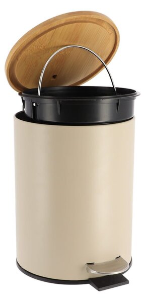 Odpadkový koš Timeless, světle béžová/s dřevěnými prvky, 2,5L