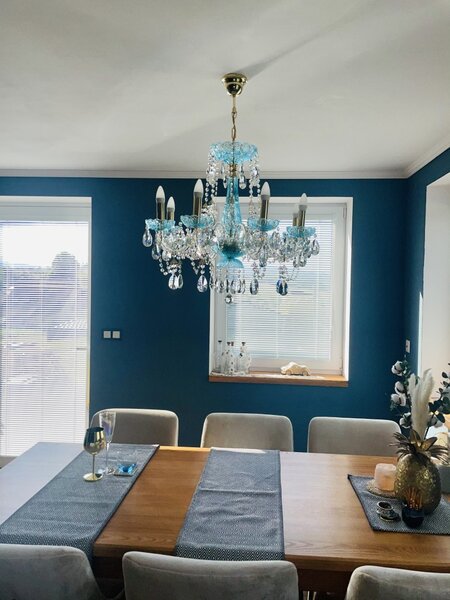 8-ramenný modrý křišťálový lustr dekorovaný zářivým PK500 brusem ZL57001-BLU-N01-08-1or2