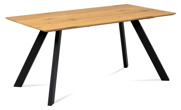 Jídelní stůl HT-712 OAK 160x90 cm, divoký dub, kov černý mat
