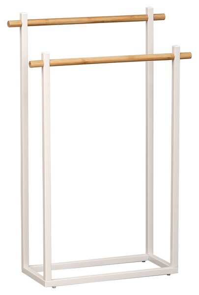 Stojan na ručníky White Bamboo 1, bílá/s dřevěnými prvky