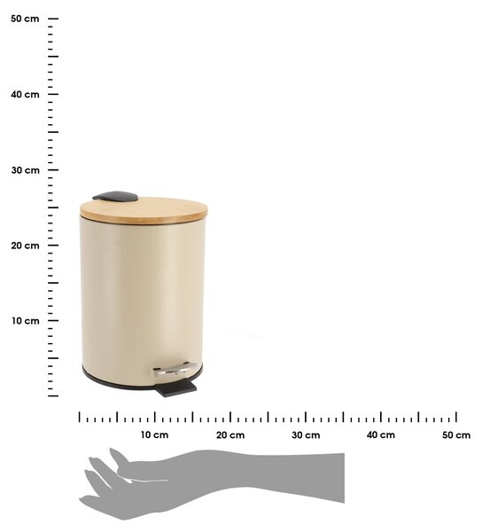 Odpadkový koš Timeless, světle béžová/s dřevěnými prvky, 2,5L
