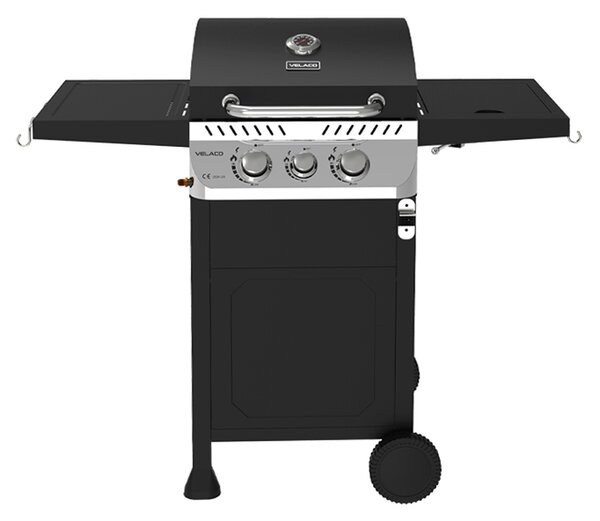 Velaco Plynový BBQ gril s boční plotýnkou, poličkou a krycí plachtou - APOLLO-A, 2+1 hořák