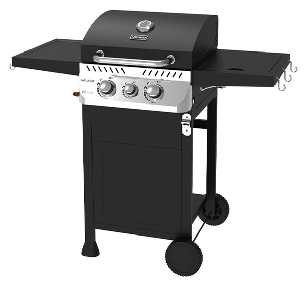 Velaco Plynový BBQ gril s boční plotýnkou, poličkou a krycí plachtou - APOLLO-A, 2+1 hořák
