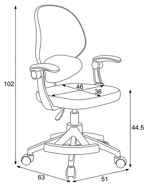 Dětská otočná židle BIBI s podnoží — látka, modrá
