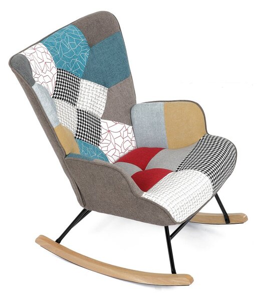 Houpací křeslo FABIAN II — látka, patchwork