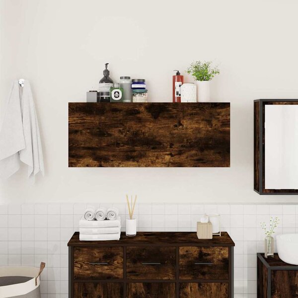 Koupelnová nástěnná skříňka kouřový dub 100x25x40 cm kompozit