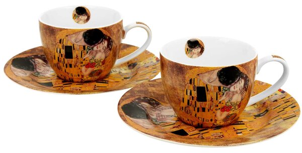 Porcelánový šálek s podšálkem Klimt The Kiss 90 ml sada 2ks