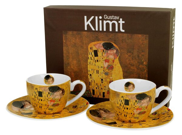 Porcelánový šálek s podšálkem Klimt The Kiss 90 ml sada 2ks