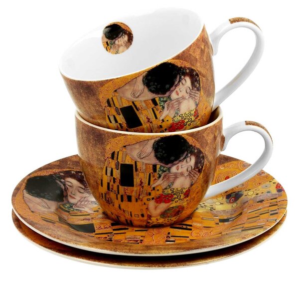 Porcelánový šálek s podšálkem Klimt The Kiss 90 ml sada 2ks
