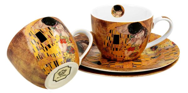 Porcelánový šálek s podšálkem Klimt The Kiss 90 ml sada 2ks