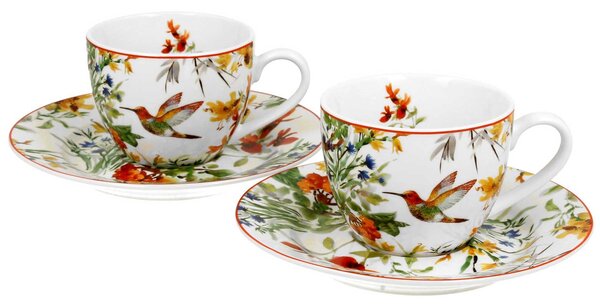Porcelánový šálek s podšálkem Secret Garden 90 ml set 2ks