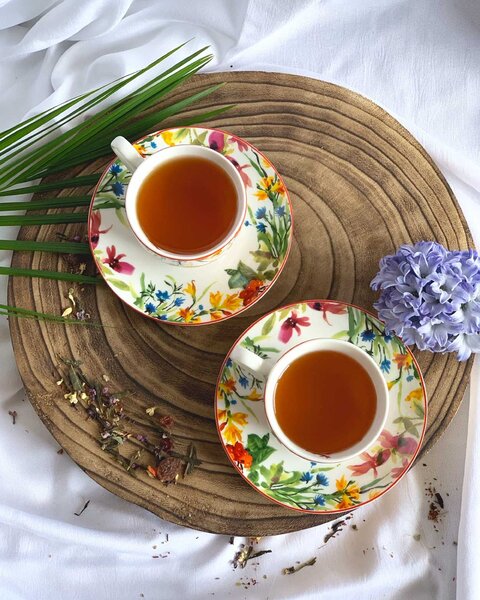 Porcelánový šálek s podšálkem Secret Garden 90 ml set 2ks