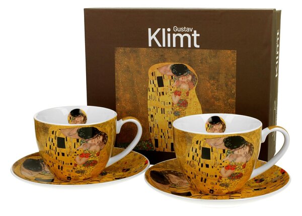 Porcelánový šálek s podšálkem Klimt The Kiss 250 ml sada 2ks