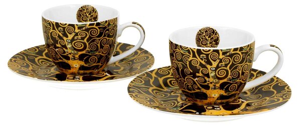Porcelánový šálek s podšálkem Klimt Tree Of Life 90 ml sada 2ks