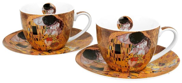 Porcelánový šálek s podšálkem Klimt The Kiss 250 ml sada 2ks