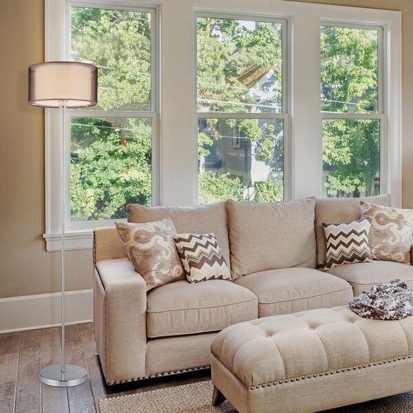 Rabalux 2633 Anastasia Stojací lampa s textilním stínidlem | E27 | Chrom | Kov - r-2633