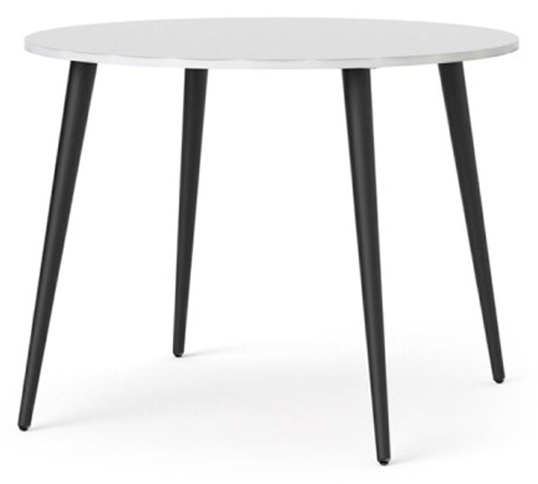Kulatý jídelní stůl OSLO 75386 v bílé barvě s černými nožkami 100 cm