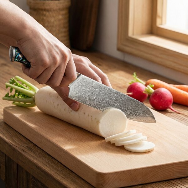 Santoku nůž z damaškové oceli SaKuRo Ocean Shell 17,8 cm