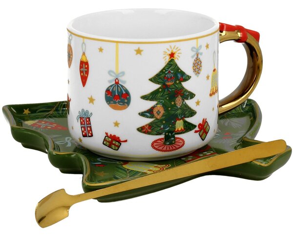 Porcelánový šálek s podšálkem Christmas Tree 250 ml