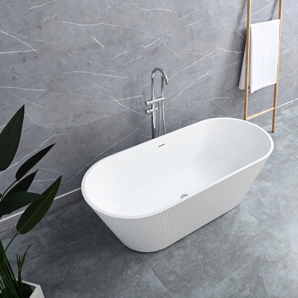 Volně stojící akrylátová vana REA OFELIA 170x74 cm bílý, sifon Click-Clack - bílý
