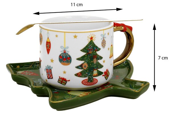 Porcelánový šálek s podšálkem Christmas Tree 250 ml