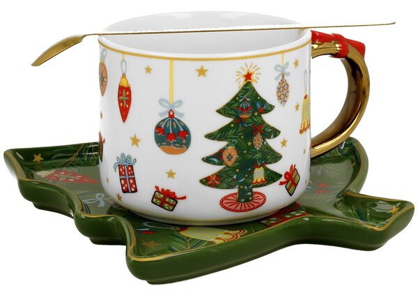 Porcelánový šálek s podšálkem Christmas Tree 250 ml