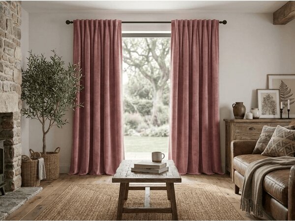 Zatemňovací závěs ELVIO VELVET 140x250 cm, starorůžový Zavěšení: Kovové kroužky