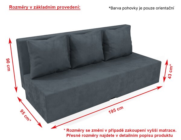 Světle šedá pružinová rozkládací pohovka