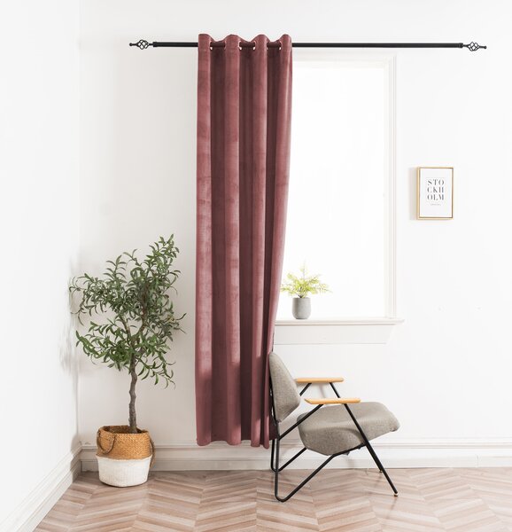 Zatemňovací závěs ELVIO VELVET 140x250 cm, starorůžový Zavěšení: Kovové kroužky