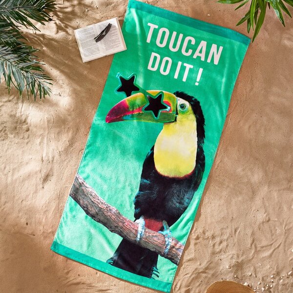 Zelená bavlněná plážová osuška 76x160 cm Toucan Do It – Catherine Lansfield