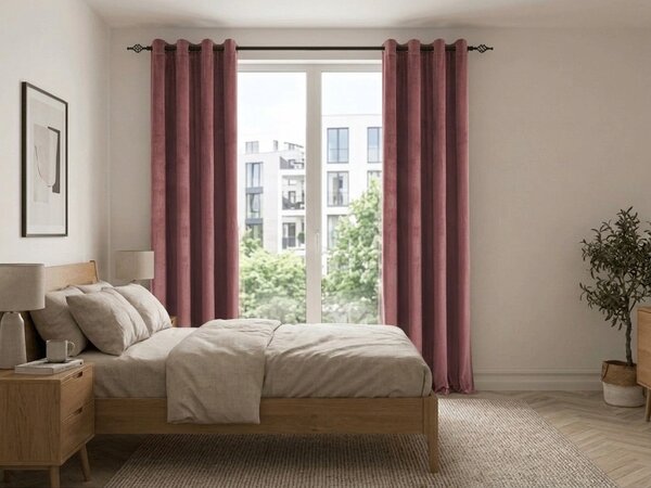 Zatemňovací závěs ELVIO VELVET 140x250 cm, starorůžový Zavěšení: Kovové kroužky