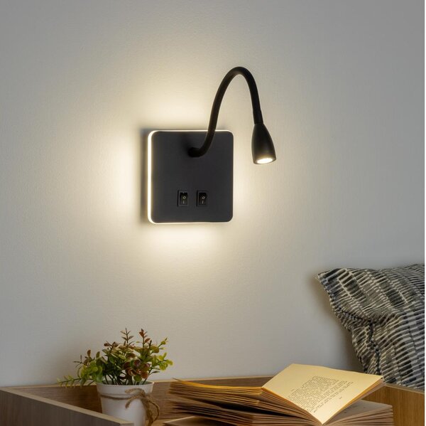 Brilagi - LED Flexibilní nástěnná lampa MAYA Double LED/4W/230V + LED/3W černá