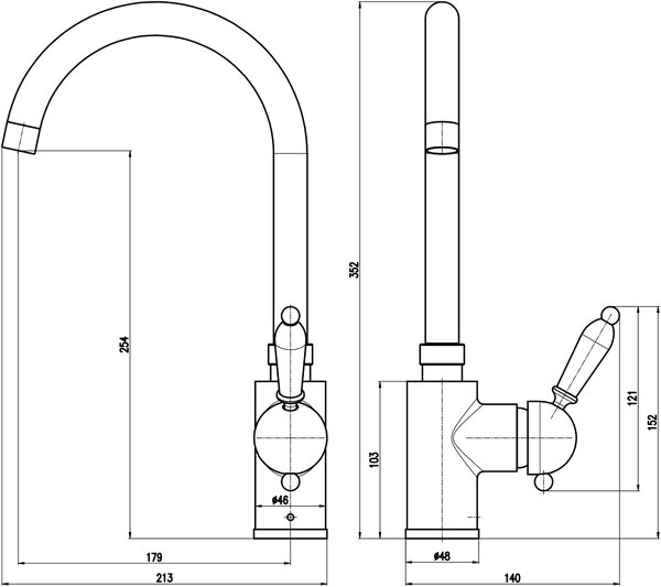 Slezák - RAV Dřezová baterie LABE - L519.x/4CMAT, Černá mat Připojovací hadičky - závit: 1/2"