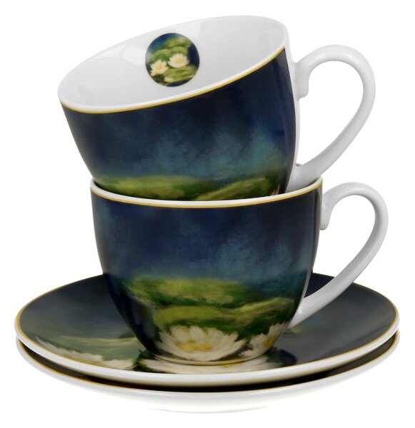 Porcelánový šálek s podšálkem Monet Nenufars 270 ml sada 2ks