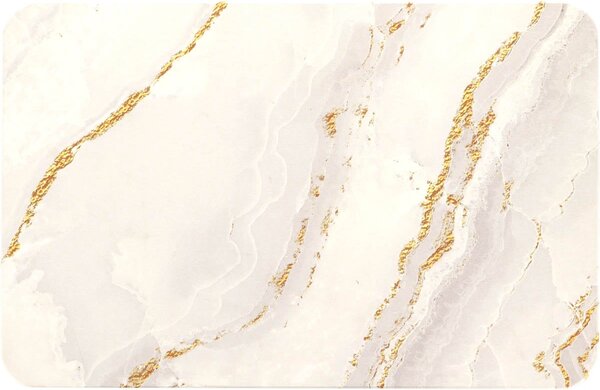 Předložka do koupelny Sofer Marble, 39x60 cm, zlatá/bílá