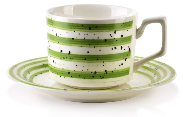 Porcelánový šálek s podšálkem Joy Green 210 ml sada 6ks