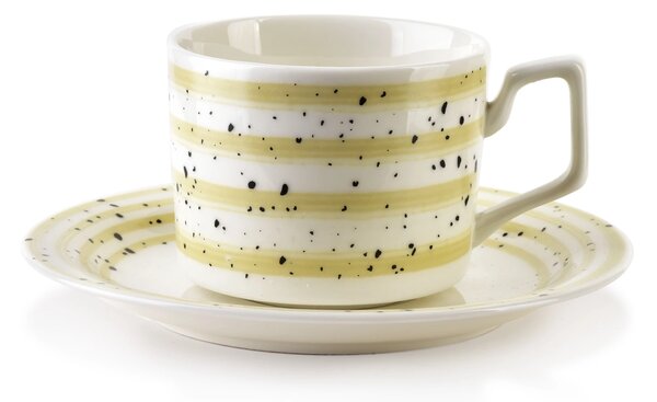 Porcelánový šálek s podšálkem Joy Beige 210 ml sada 6ks
