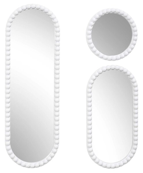 Zrcadlo Pebble, bílé, sada 3ks