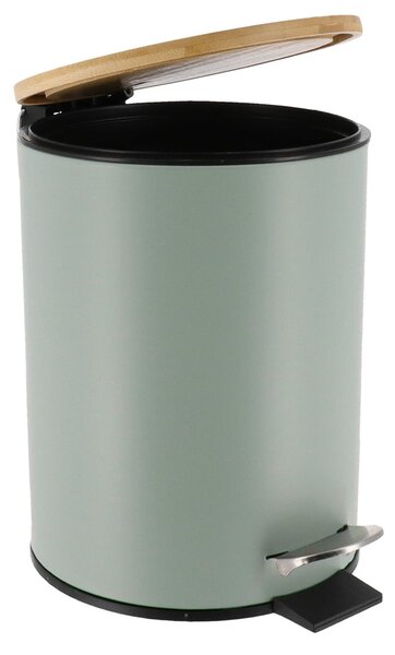 Odpadkový koš Timeless, zelená/s dřevěnými prvky, 2,5 l