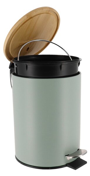 Odpadkový koš Timeless, zelená/s dřevěnými prvky, 2,5 l