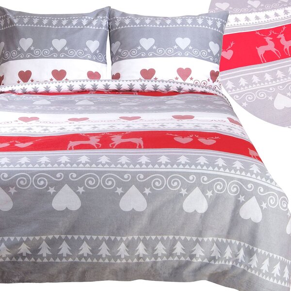 VÁNOČNÍ FLANELOVÉ POVLEČENÍ FLANELOVE 200X220 CM, 2KS 70X80 CM VZOROVANÉ