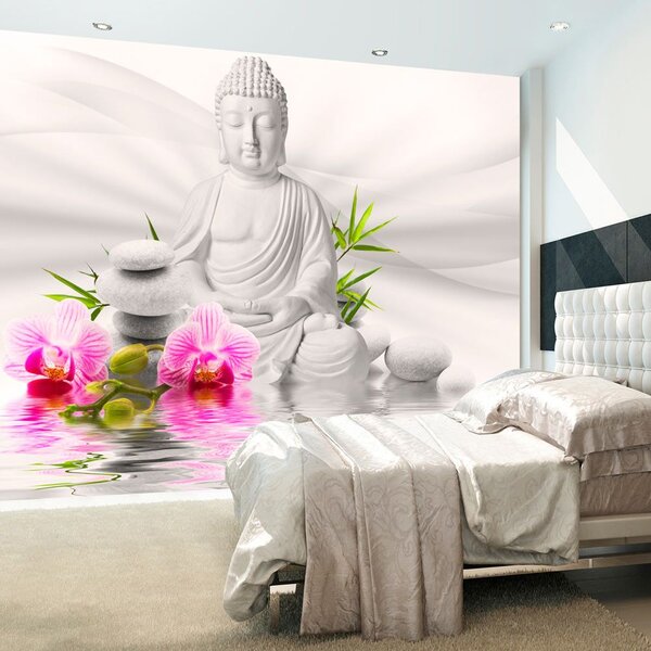 Fototapeta - Buddha a orchideje + zdarma lepidlo - 200x140