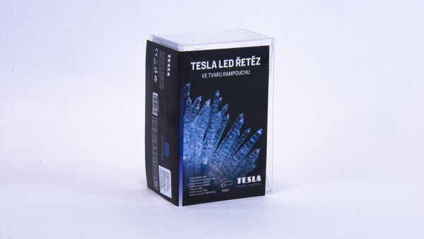 TESLA lighting Tesla - vánoční řetěz Rampouch 7cm, 50LED, 6500K, 5m + 3m kabel, 230V, časovač, IP44