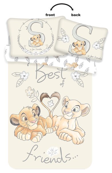 Bavlněné povlečení do postýlky LION KING BF krémové Rozměr povlečení: 40 x 60 cm | 100 x 135 cm
