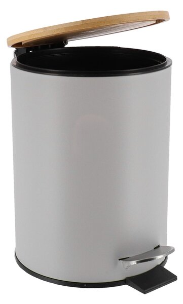 Odpadkový koš Timeless, šedá/s dřevěnými prvky, 2,5 l