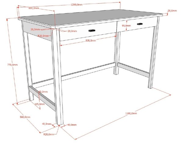 Vipack Dubový pracovní stůl Forrest 120 x 60 cm