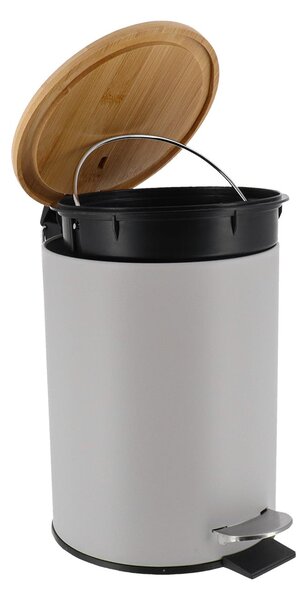 Odpadkový koš Timeless, šedá/s dřevěnými prvky, 2,5 l
