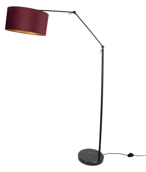 Stojací lampa černá nastavitelná s červeným stínidlem a zlatým vnitřkem 50 cm - Editor