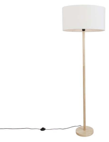 Dřevěná stojací lampa s oválným lněným stínidlem bílá 50cm - Mels